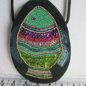 Vintage Towanny Sequin/Beaded Tropical Fish Cross Body Purse